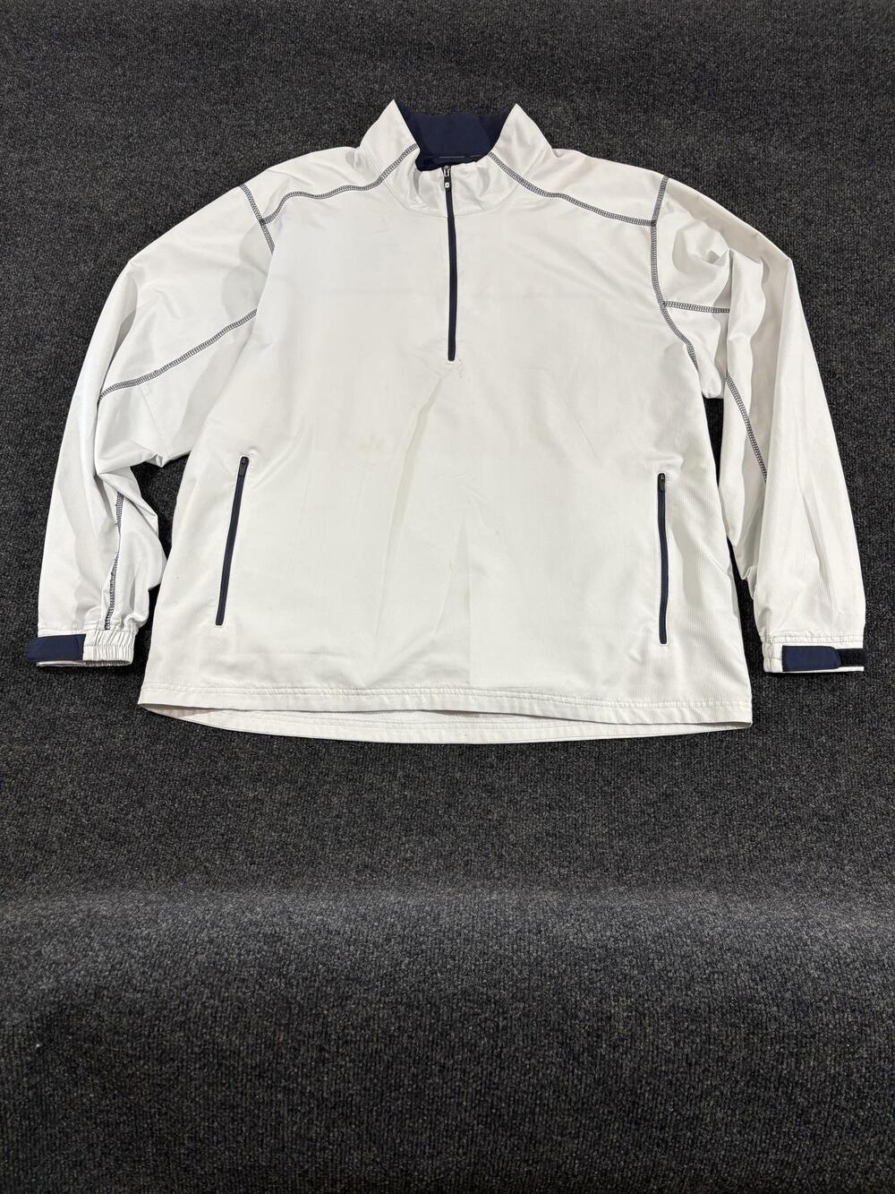 FootJoy Jacket Mens 2XL White 1/4 Zip Golf Windbreaker Pullover Lined Pockets